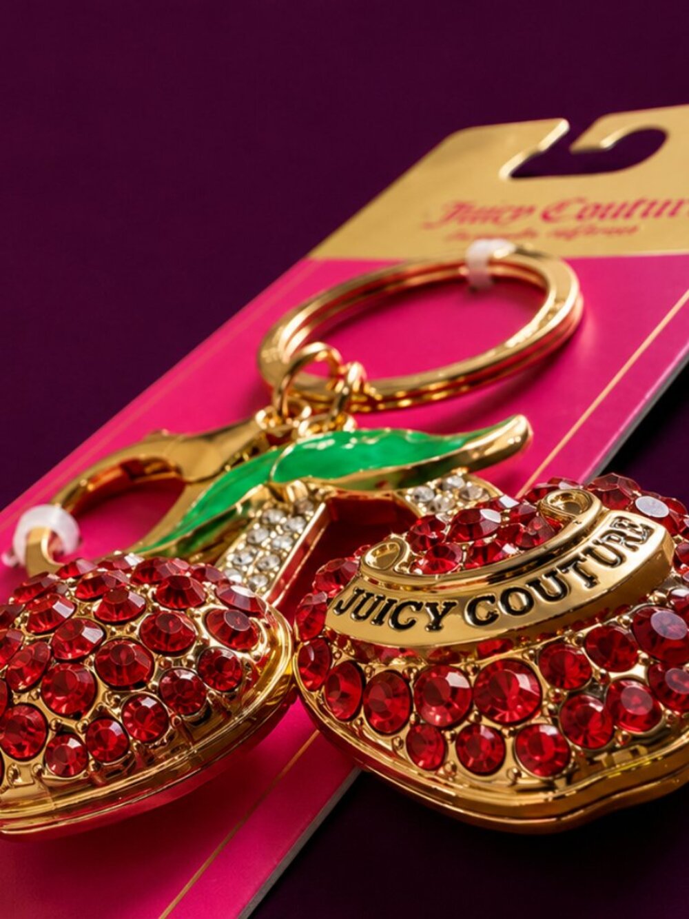 JUICY COUTURE Cherry Rhinestone Crystal Keychain Bag Charm - Picture 3 of 5